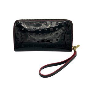 Arcadia Black Wristlet Multi Pockets Wallet - Patent Leather Wallet Zip Closure